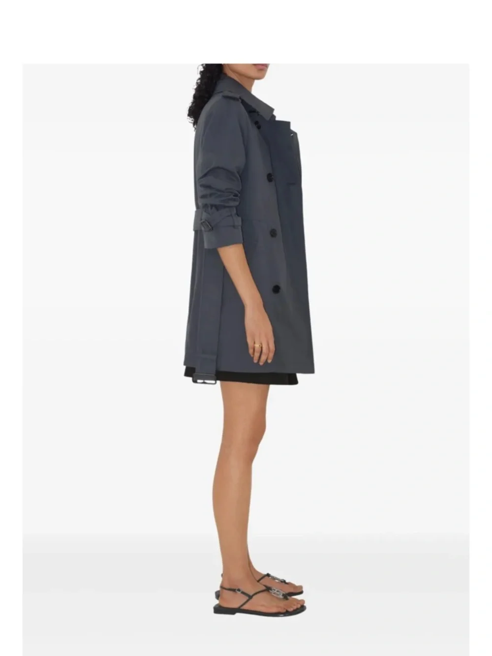 Burberry Navy Double-Breasted Short Trench Coat - Picture 6 of 15